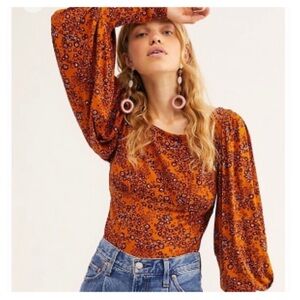 Free People Miss You Rust Floral Top size S